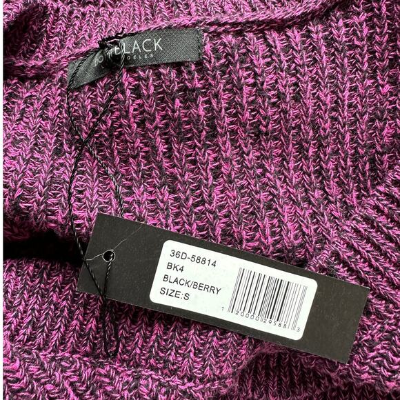 NWT Bobiblack Black Berry Marled VNeck Long Sleeve Crop Sweater S - Picture 6 of 10